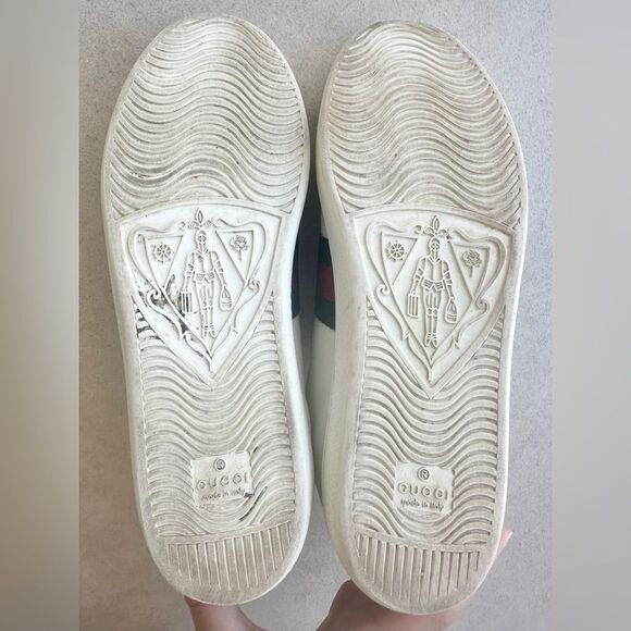 Gucci White Leather Ace Web Arrow Embroidered Low Top Sneakers size 38.5 White - Picture 9 of 12
